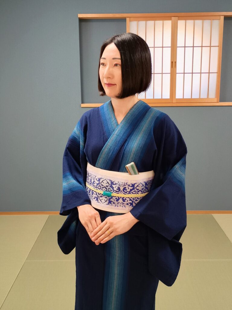 初めて仕立てた着物(阿波しじら)